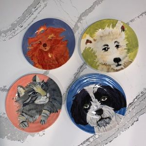 NWT Anthropologie Furry Friends Dessert Plates (4)
